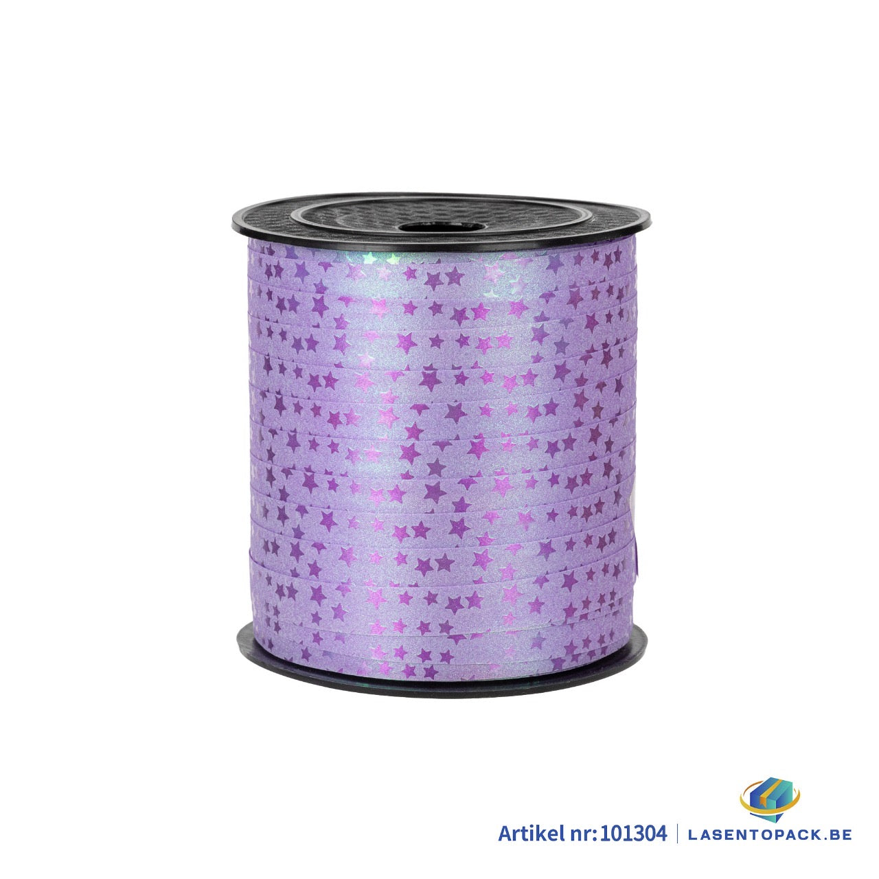 Krullint 10 mm x 100 meter Paars met Ster print