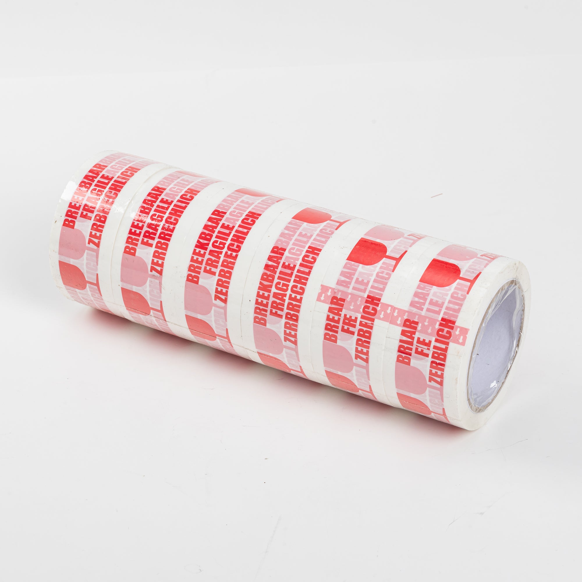 6x Verpakkingstape Breekbaar / Fragile / Zerbrechlich 50mm x 66m Wit