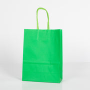 12x Papieren tas gedraaid handvat - 16cm x 22cm x 8cm - Green