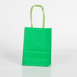 12x Papieren tas gedraaid handvat - 11cm x 15cm x 6cm - Groen