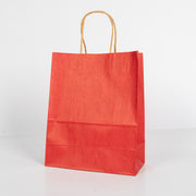12x Papieren tas gedraaid handvat - 22cm x 27cm x 11cm Rood