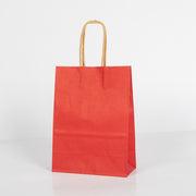 12x Papieren tas gedraaid handvat - 16cm x 22cm x 8cm Rood