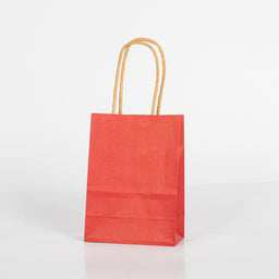12x Papieren tas gedraaid handvat - 11cm x 15cm x 6cm - Rood