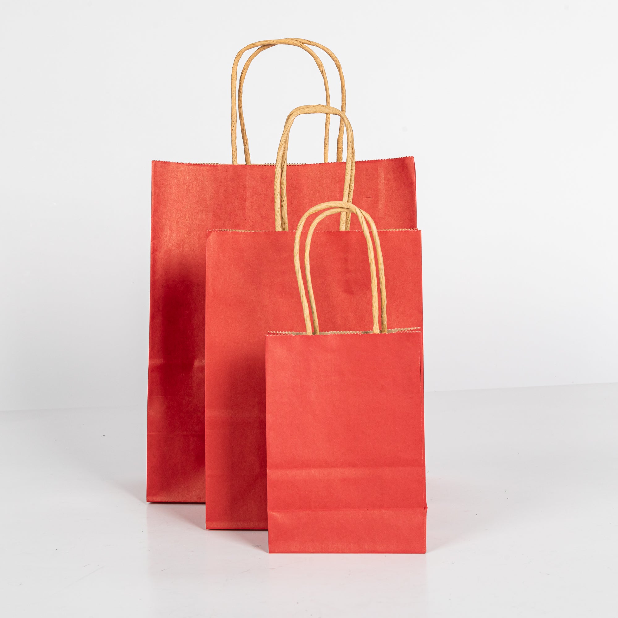 12x Papieren tas gedraaid handvat - 11cm x 15cm x 6cm - Rood