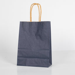 12x Papieren tas gedraaid handvat - 16cm x 22cm x 8cm - Zwart