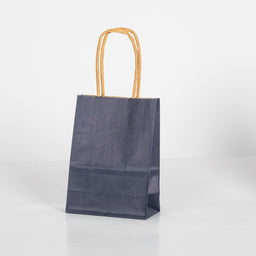 12x Papieren tas gedraaid handvat - 11cm x 15cm x 6cm - Zwart