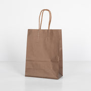 12x Papieren tas gedraaid handvat - 16cm x 22cm x 8cm - Dark Brown