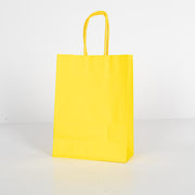 12x Papieren tas gedraaid handvat - 16cm x 22cm x 8cm - Geel
