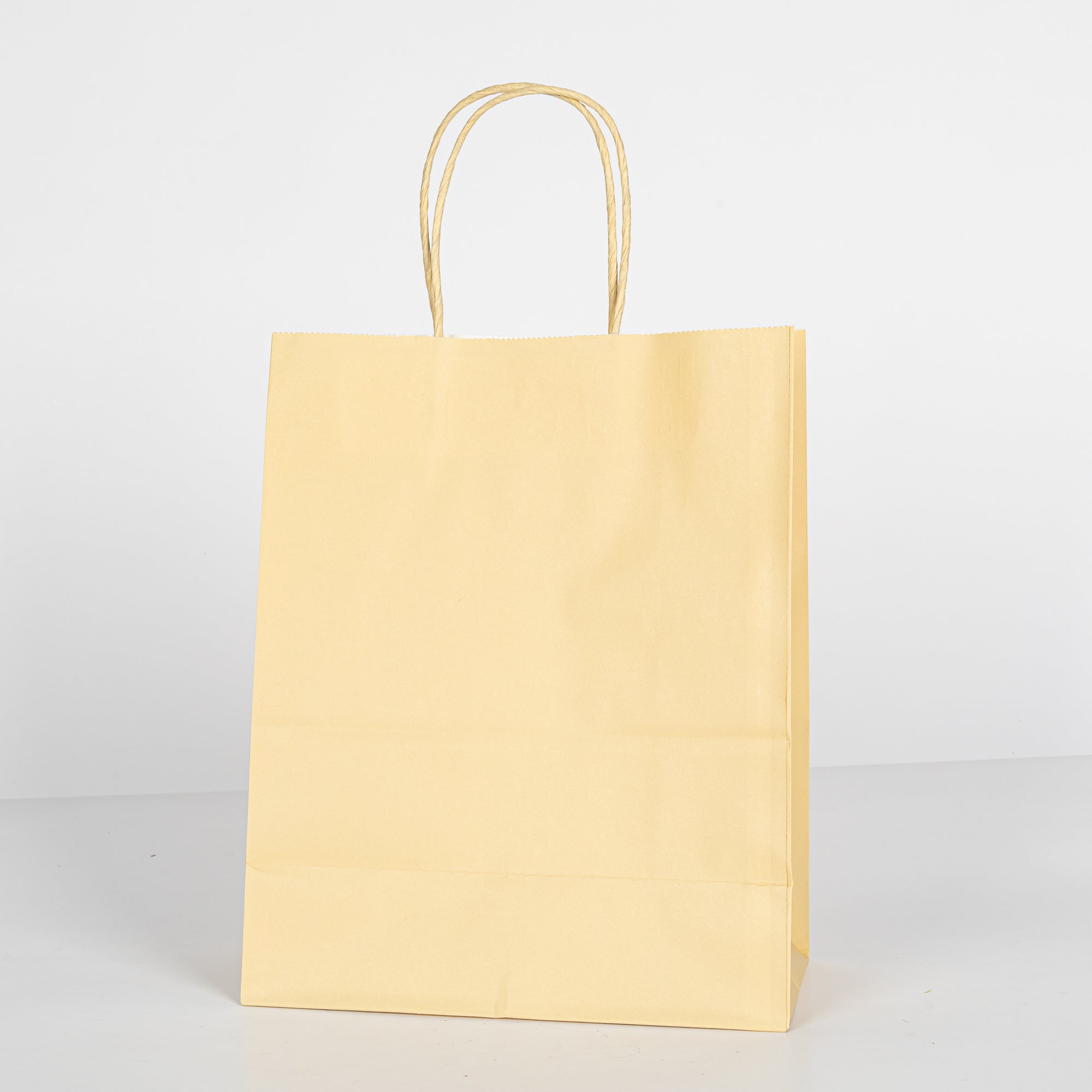 12x Papieren tas gedraaid handvat - 22cm x 27cm x 11cm - Licht Geel