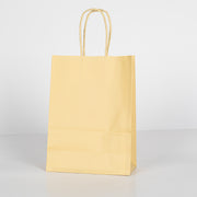 12x Papieren tas gedraaid handvat - 16cm x 22cm x 8cm Licht geel
