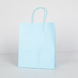 12x Papieren tas gedraaid handvat - 22cm x 27cm x 11cm Licht Blauw
