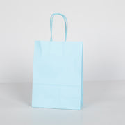 12x Papieren tas gedraaid handvat - 16cm x 22cm x 8cm - Licht Blauw