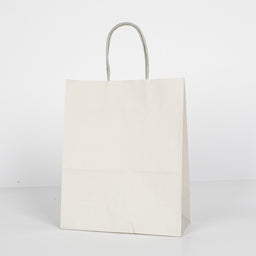 12x Papieren tas gedraaid handvat - 22cm x 27cm x 11cm - Off White