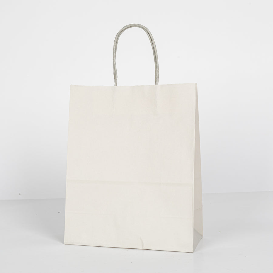 12x Papieren tas gedraaid handvat - 22cm x 27cm x 11cm - Off White