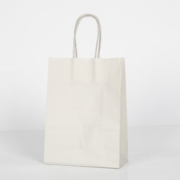 12x Papieren tas gedraaid handvat - 16cm x 22cm x 8cm Off White
