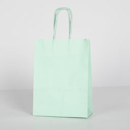 12x Papieren tas gedraaid handvat - 16cm x 22cm x 8cm - Licht Groen