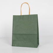 12x Papieren tas gedraaid handvat - 22cm x 27cm x 11cm Olive Green
