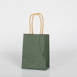 12x Papieren tas gedraaid handvat - 11cm x 15cm x 6cm - Olive Green