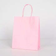12x Papieren tas gedraaid handvat - 22cm x 27cm x 11cm Licht Roze