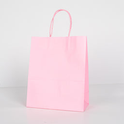 12x Papieren tas gedraaid handvat - 22cm x 27cm x 11cm Licht Roze