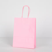 12x Papieren tas gedraaid handvat - 16cm x 22cm x 8cm - Licht Roze