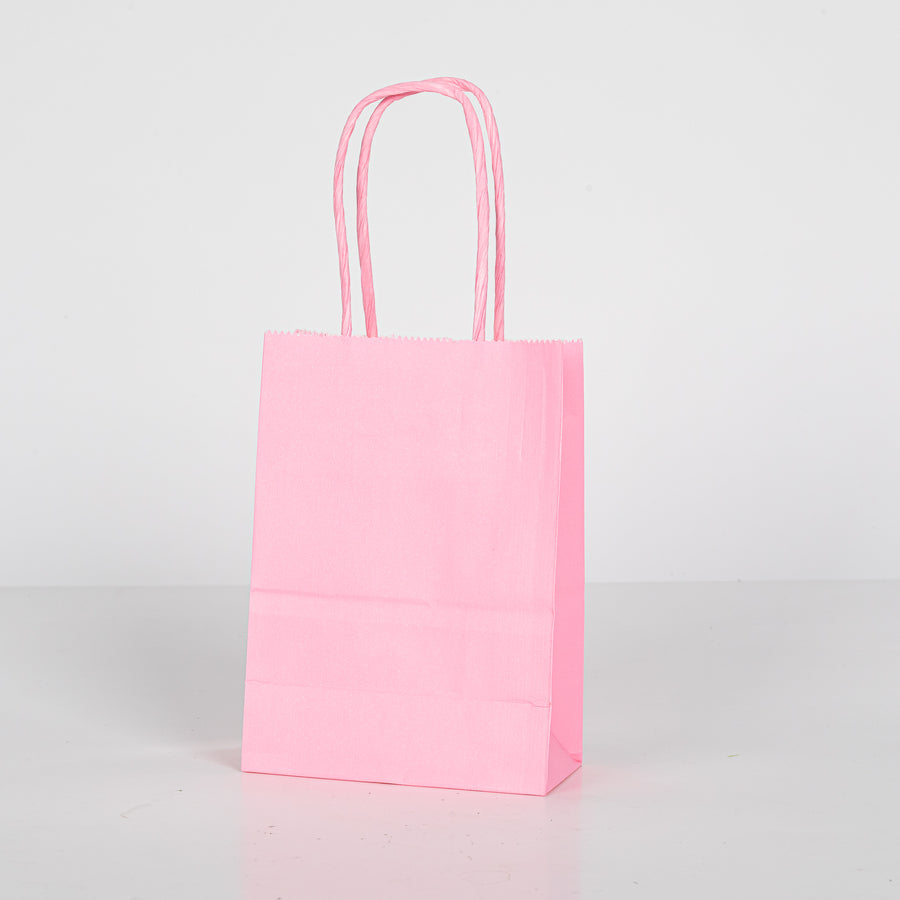 12x Papieren tas gedraaid handvat - 11cm x 15cm x 6cm - Light Pink