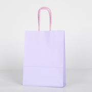 12x Papieren tas gedraaid handvat - 16cm x 22cm x 8cm - Licht Paars