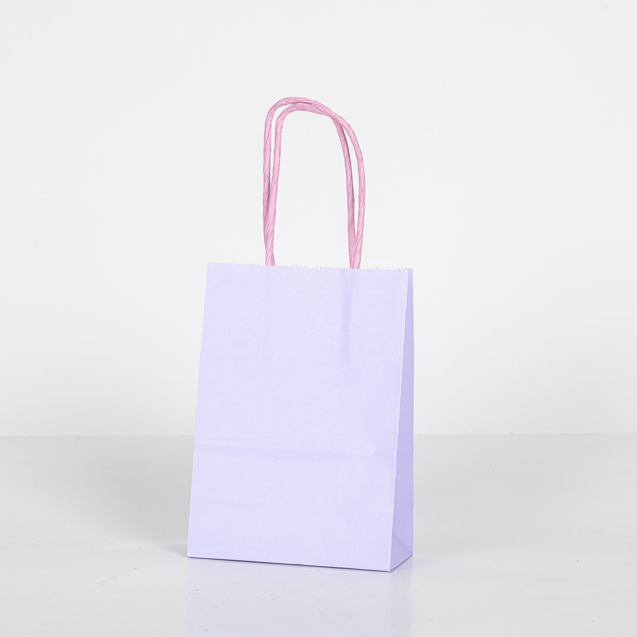 12x Papieren tas gedraaid handvat - 11cm x 15cm x 6cm - Licht Paars