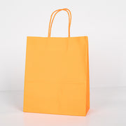 12x Papieren tas gedraaid handvat - 22cm x 27cm x 11cm Oranje