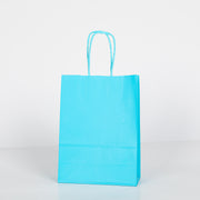 12x Papieren tas gedraaid handvat - 16cm x 22cm x 8cm - Sky Blue