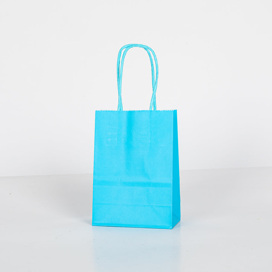 12x Papieren tas gedraaid handvat - 11cm x 15cm x 6cm - Cyan