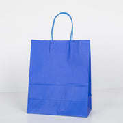 12x Papieren tas gedraaid handvat - 22cm x 27cm x 11cm Royal Blue