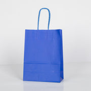 12x Papieren tas gedraaid handvat - 16cm x 22cm x 8cm Royal Blue