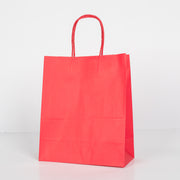 12x Papieren tas gedraaid handvat - 22cm x 27cm x 11cm Rood
