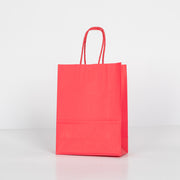 12x Papieren tas gedraaid handvat - 16cm x 22cm x 8cm - Roze