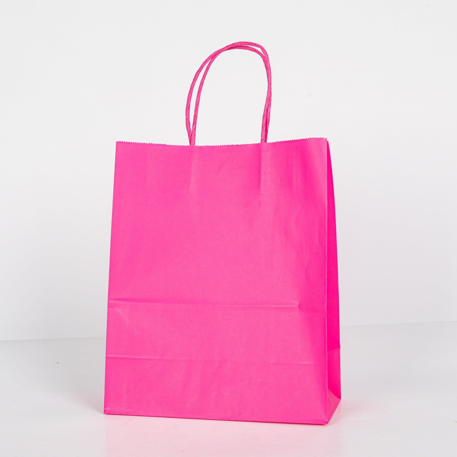 12X Papieren tas gedraaid handvat - 22cm x 27cm x 11cm Hot Pink