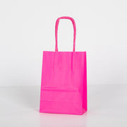 12x Papieren tas gedraaid handvat - 11cm x 15cm x 6cm - Hot Pink