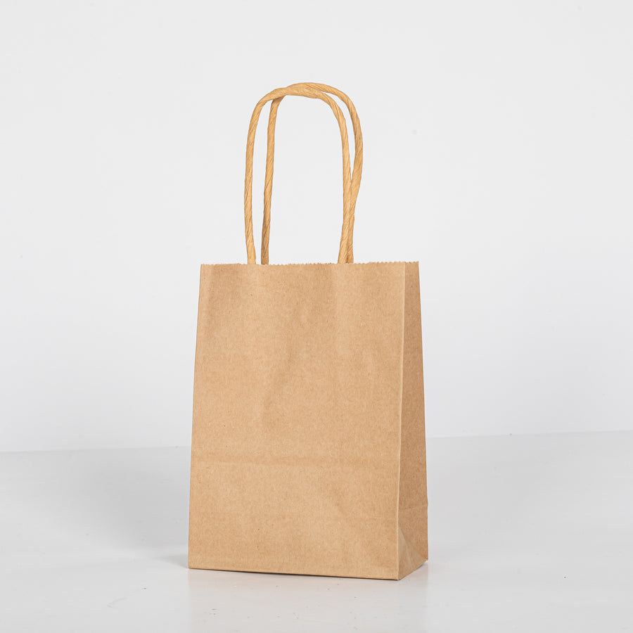 12x Papieren tas gedraaid handvat - 11cm x 15cm x 6cm - Kraft