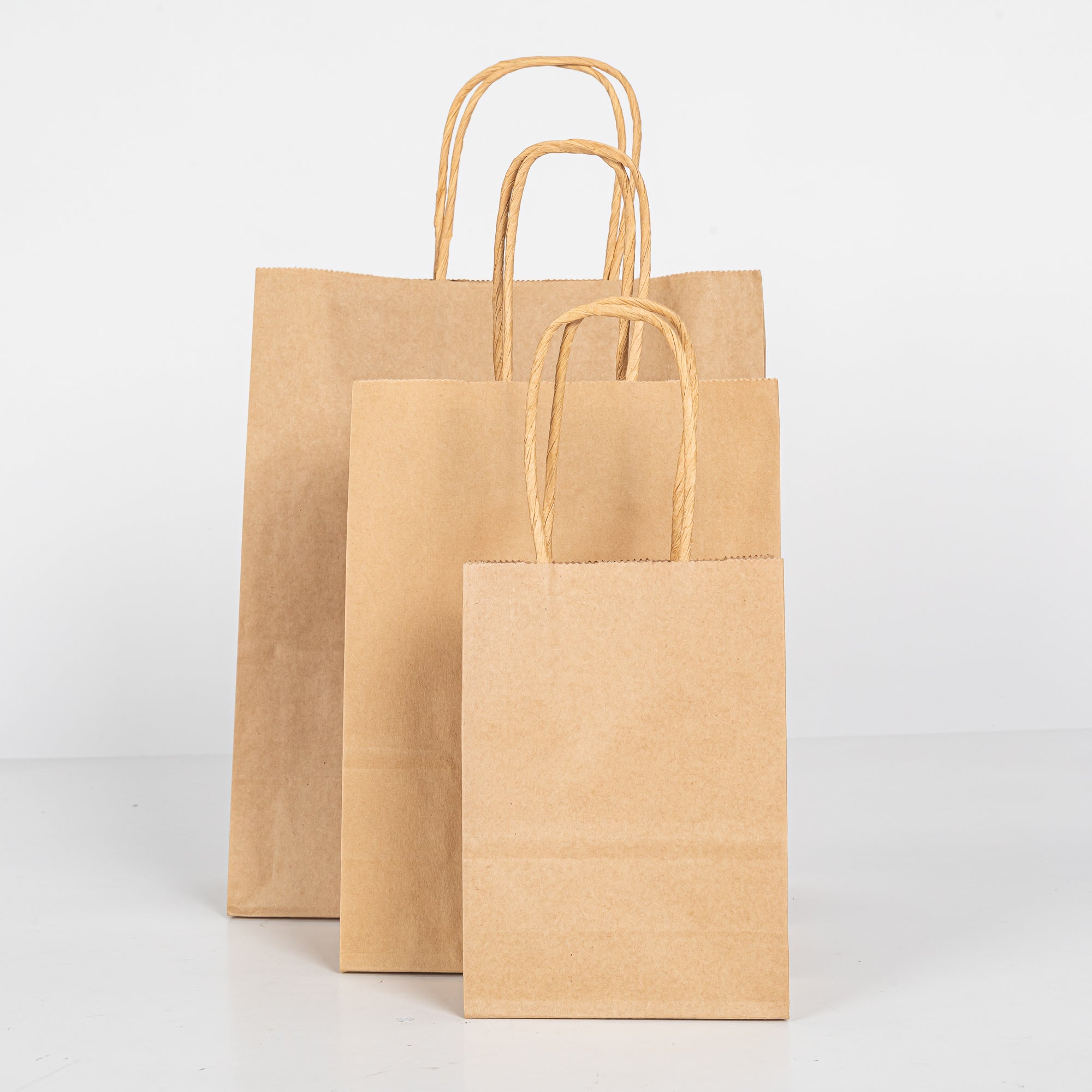 12x Papieren tas gedraaid handvat - 16cm x 22cm x 8cm Kraft