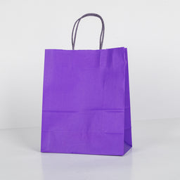 12x Papieren tas gedraaid handvat - 22cm x 27cm x 11cm Paars