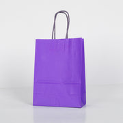 12x Papieren tas gedraaid handvat - 16cm x 22cm x 8cm Paars