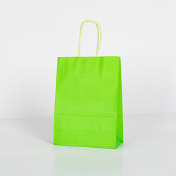 12x Papieren tas gedraaid handvat - 16cm x 22cm x 8cm Fel Groen