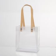 12x Transparante Frosted Plastic Tas met Handvat  13.5cm x 15cm x 7cm