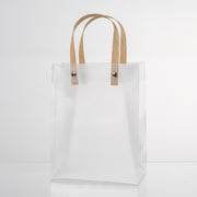 12x Transparante Frosted Plastic Tas met Handvat  20cm x 15cm x 10cm