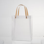 12x Transparante Frosted Plastic Tas met Handvat  20cm x 25cm x 10cm