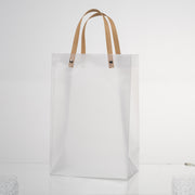 12x Transparante Frosted Plastic Tas met Handvat  20cm x 30cm x 12cm