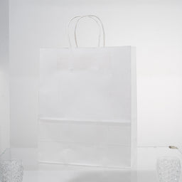 12x Papieren tas gedraaid handvat - 27cm x 21cm x 11cm - Wit