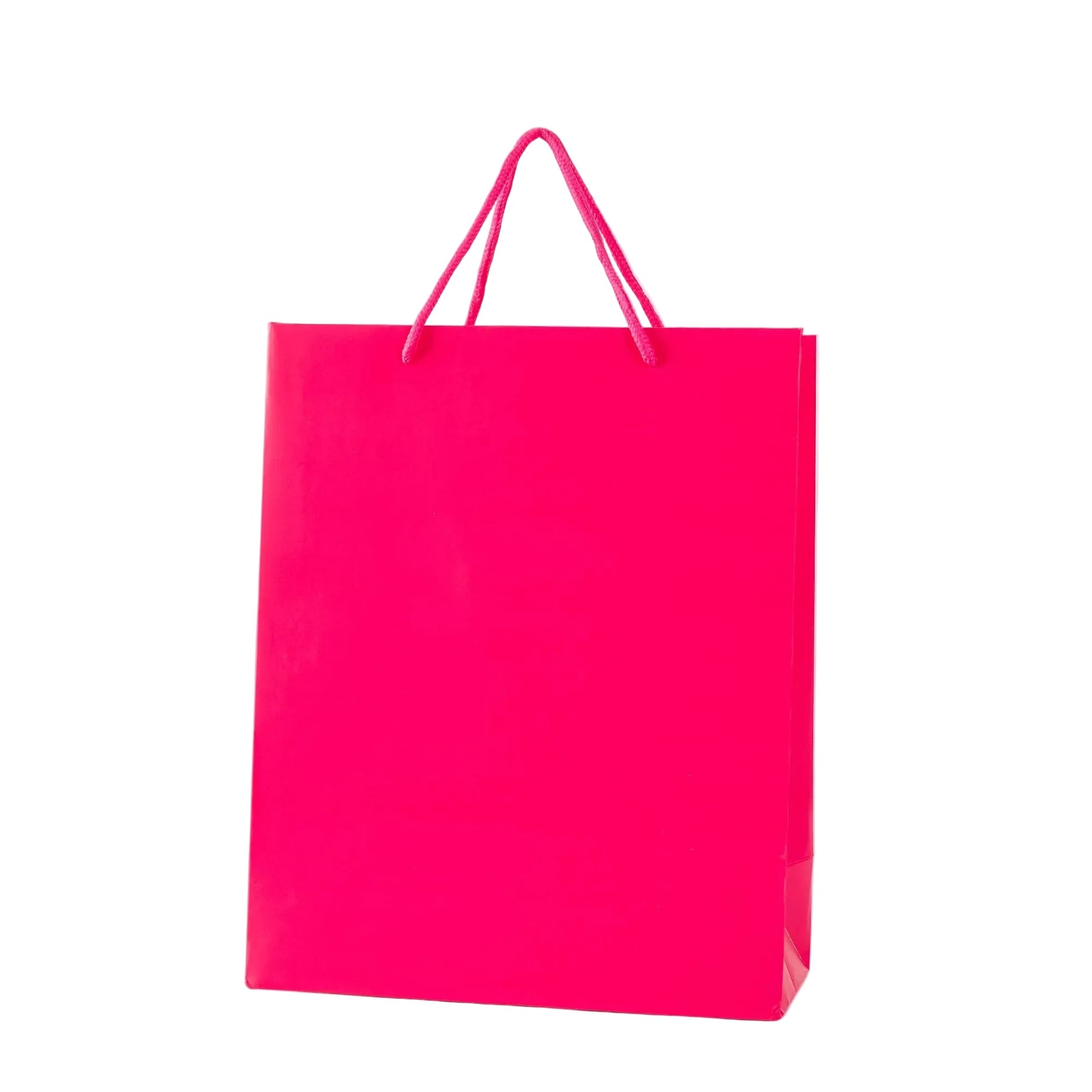 Set of 12 hot pink papieren koordtas paper bags 26x32x12 cm with durable cord closure