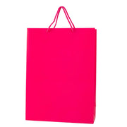 Set van 12 hot pink papieren koordtassen 31x42x12cm duurzaam en milieuvriendelijk