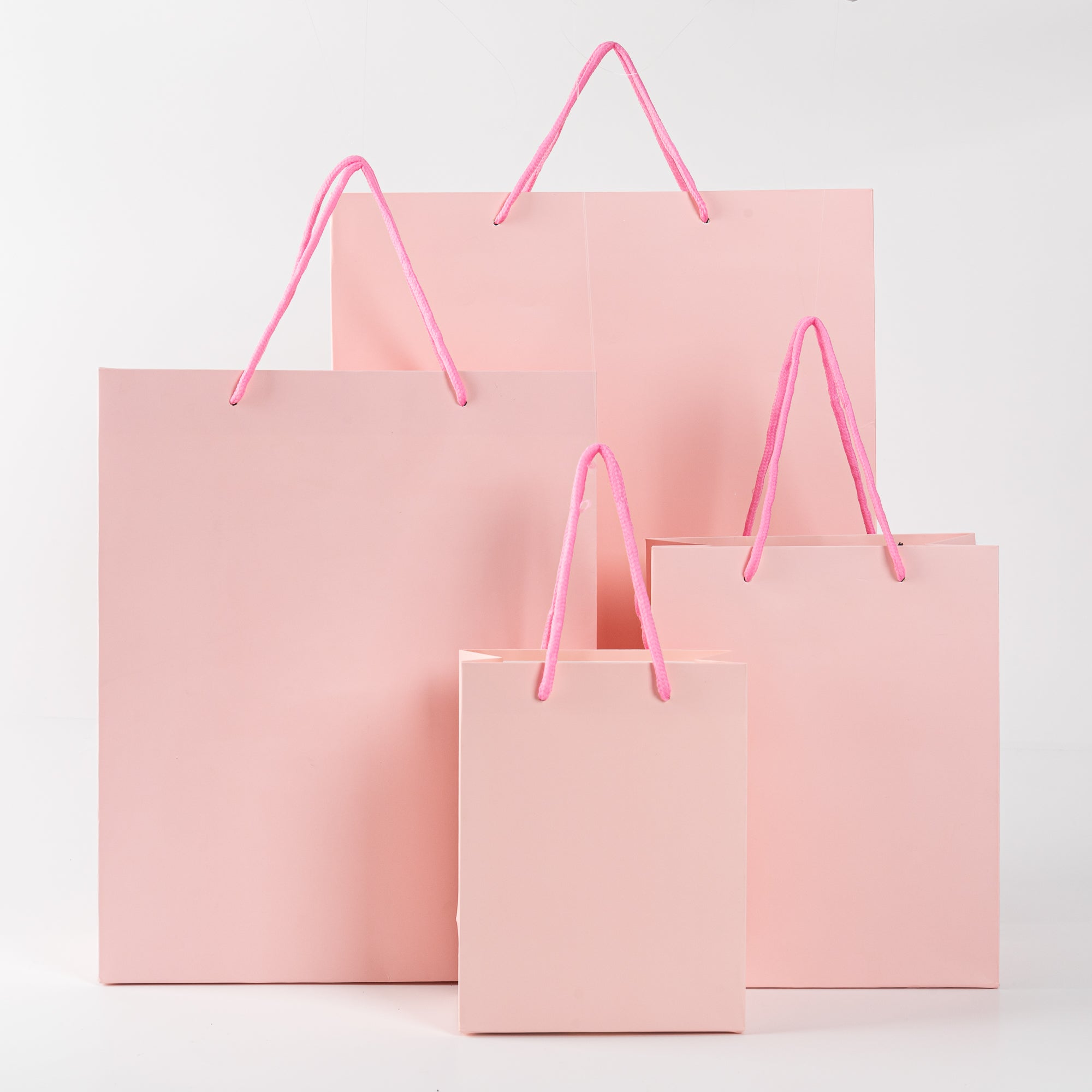 12x Paper Drawstring Bag - 18cm x 23cm x 10cm - Pink 